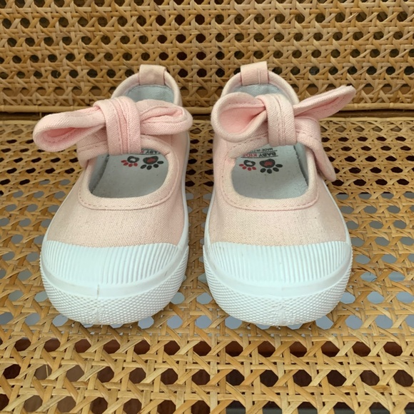 Toddler Girls Pink Canvas Bow Mary Jane Sneakers Velcro EU 25 US 8.5 - Picture 5 of 5